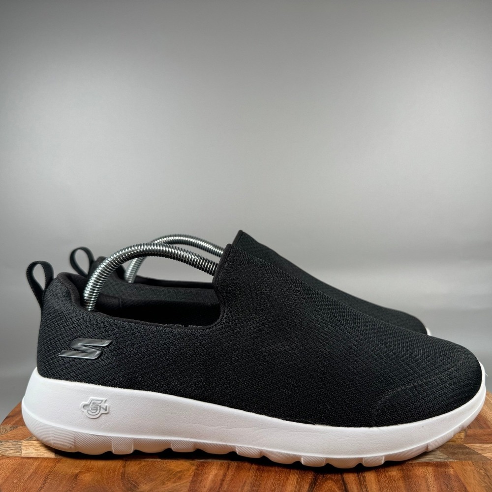 Skechers GoWalk Joy Mens 9 Black White Slip On Walking Shoes 16928 Goga Mat 5GEN